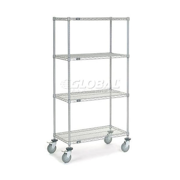 Nexel 4 Shelf Truck, Chrome, 36inW x 18inD x 69inH, Polyurethane Swivel Casters 168214 - main